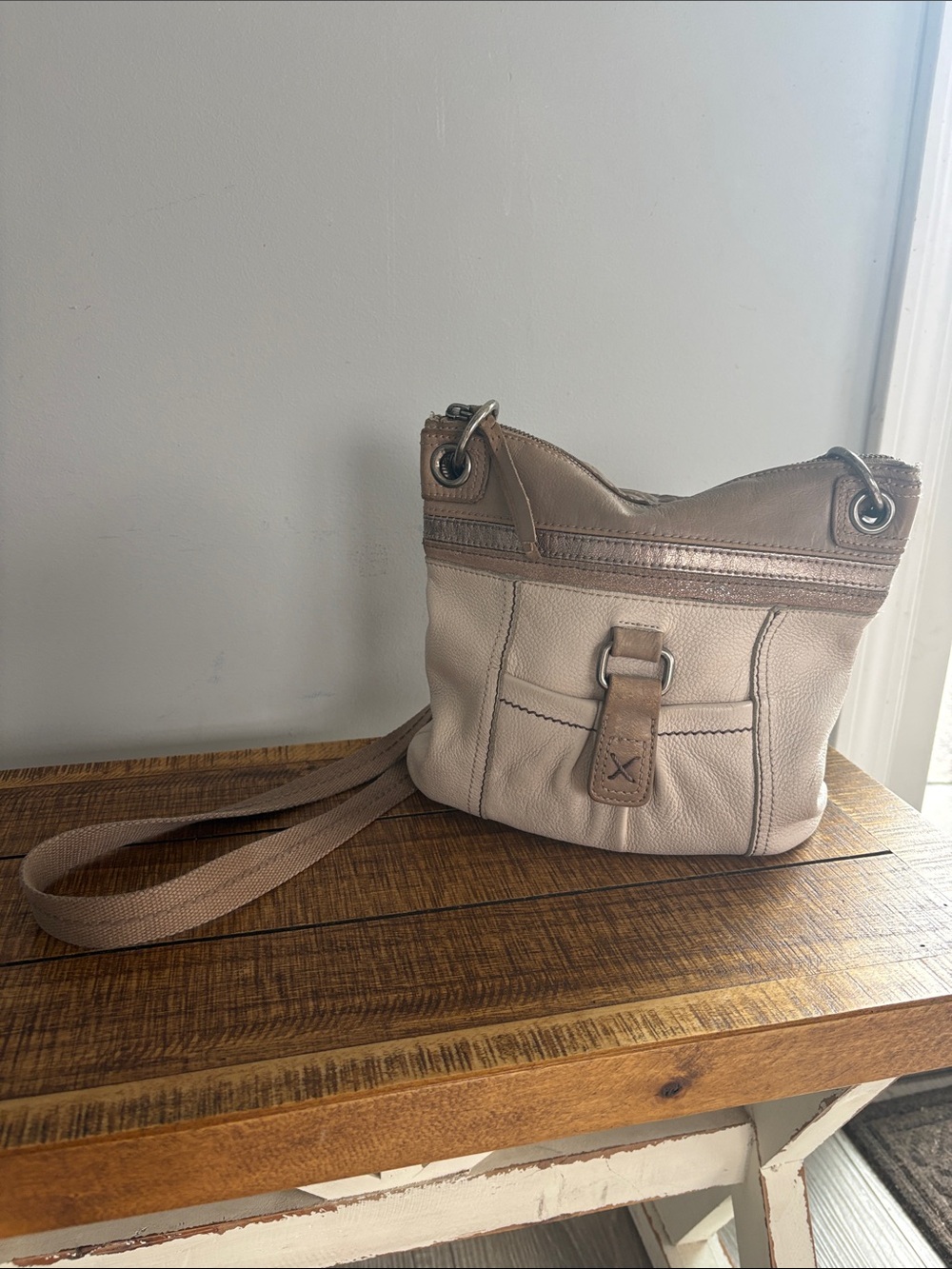 The Sak Beige and Taupe Crossbody Bag
